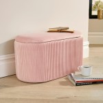 (Pink) Aurora Storage Bench with Box-Style Seat Ottoman